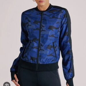 Blanc Noir Tempest Wind Bomber Navy Camo Women's Jacket Size Small NWT